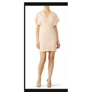 Genny Womens Pink Mini Sheath Dress Size 8 Cape Style Blush Nude V-Neck Cocktail
